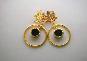 Handcrafted Terracotta Jhumka Earrings – Tribal Design Golden Drop Earrings