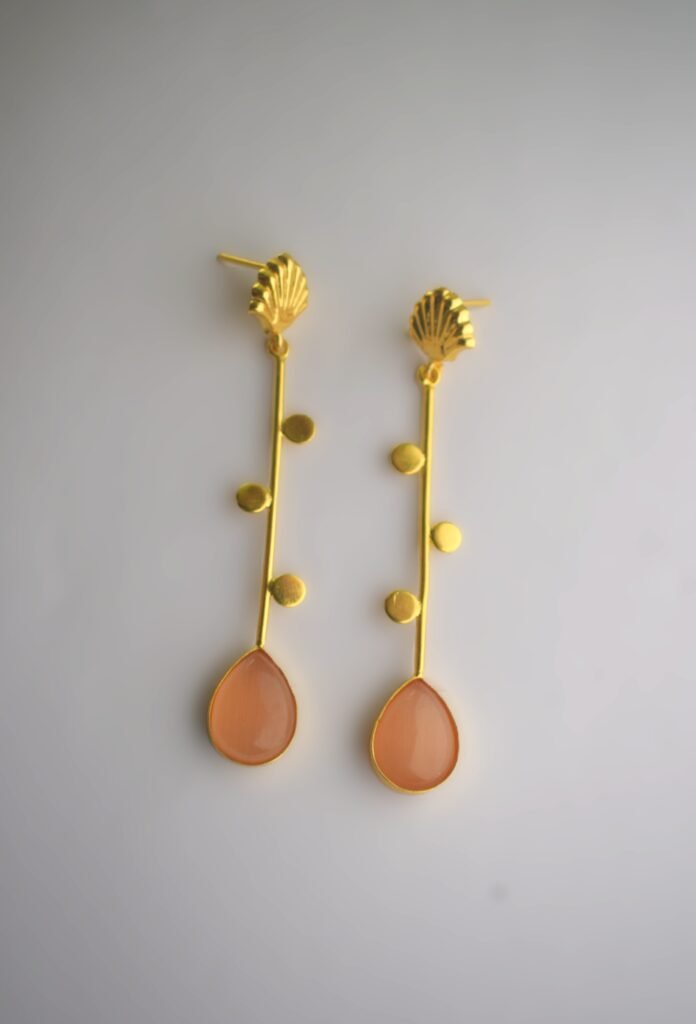 Mini Terracotta Stud Earrings – Colorful Hand-Painted Dots Golden Drop Earrings