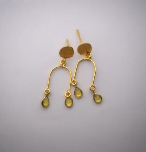 Golden Arch & Peridot Drop Earrings