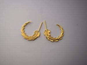 Golden Feather Hoop Earrings