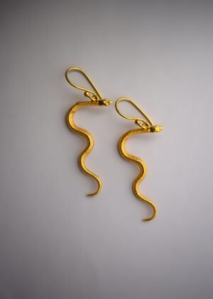Golden Serpent Drop Earrings