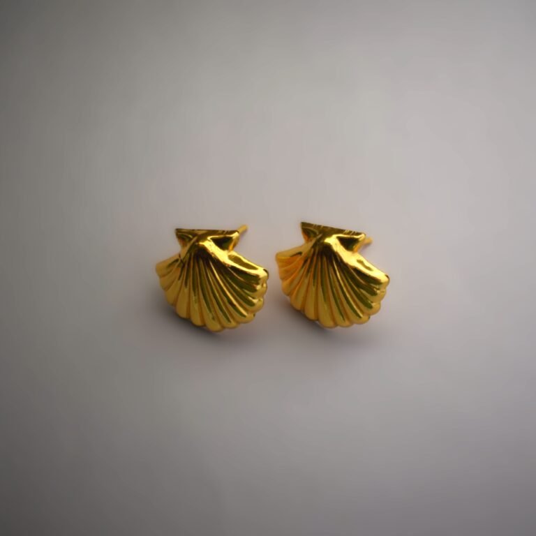 Golden Scallop Shell Stud Earrings