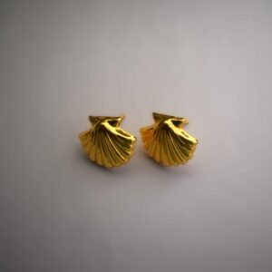 Golden Scallop Shell Stud Earrings