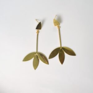Golden Triple Leaf Drop Earrings
