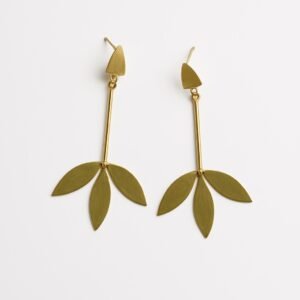 Golden Triple Leaf Drop Earrings